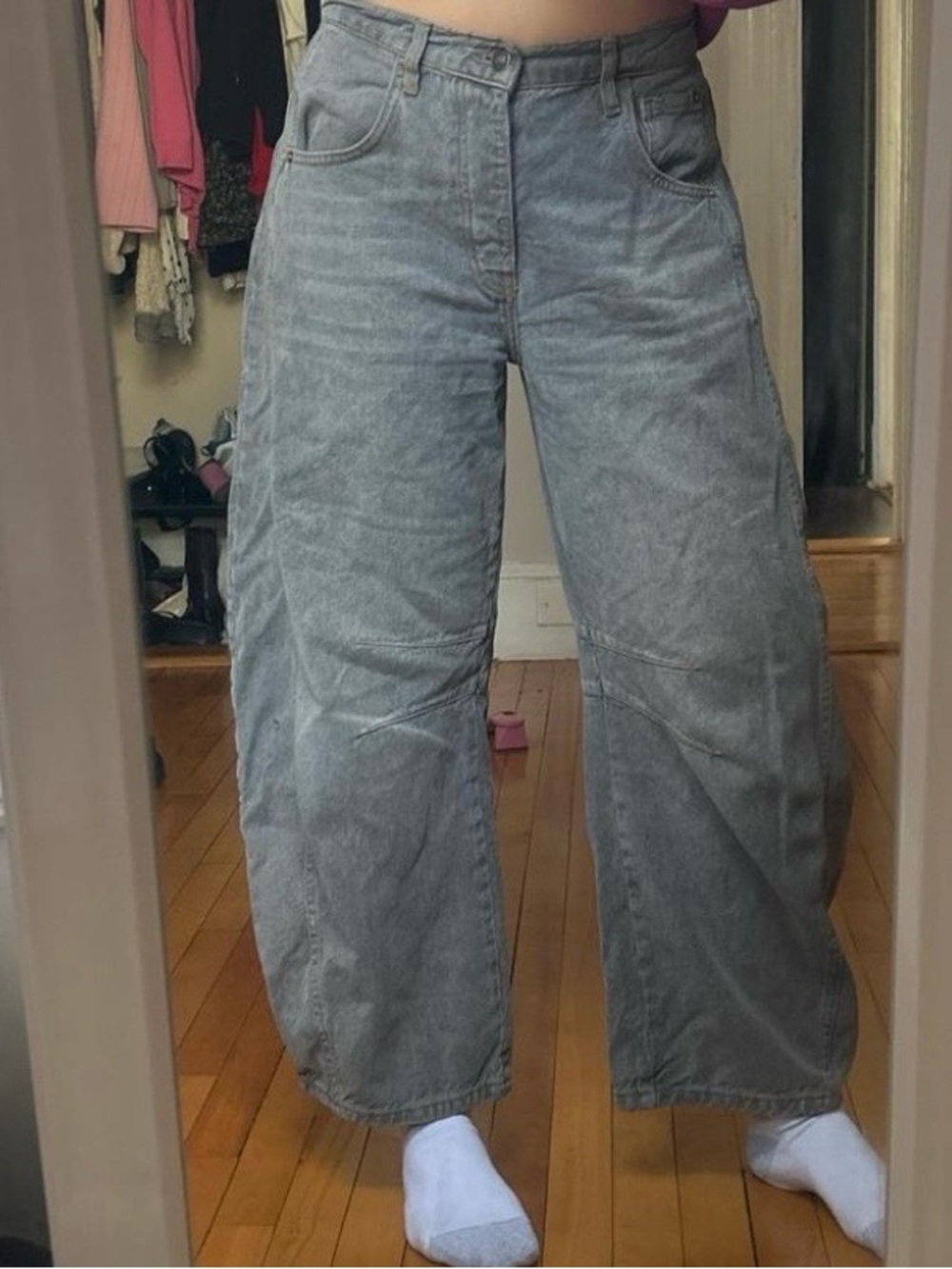 Free People barrel -Leg Jeans in Gray Wash